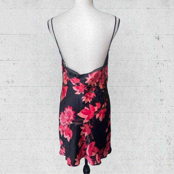 VTG Y2K August Silk Intimates Silk Babydoll Floral Slip Dress Fairygoth Size L - Picture 6 of 10